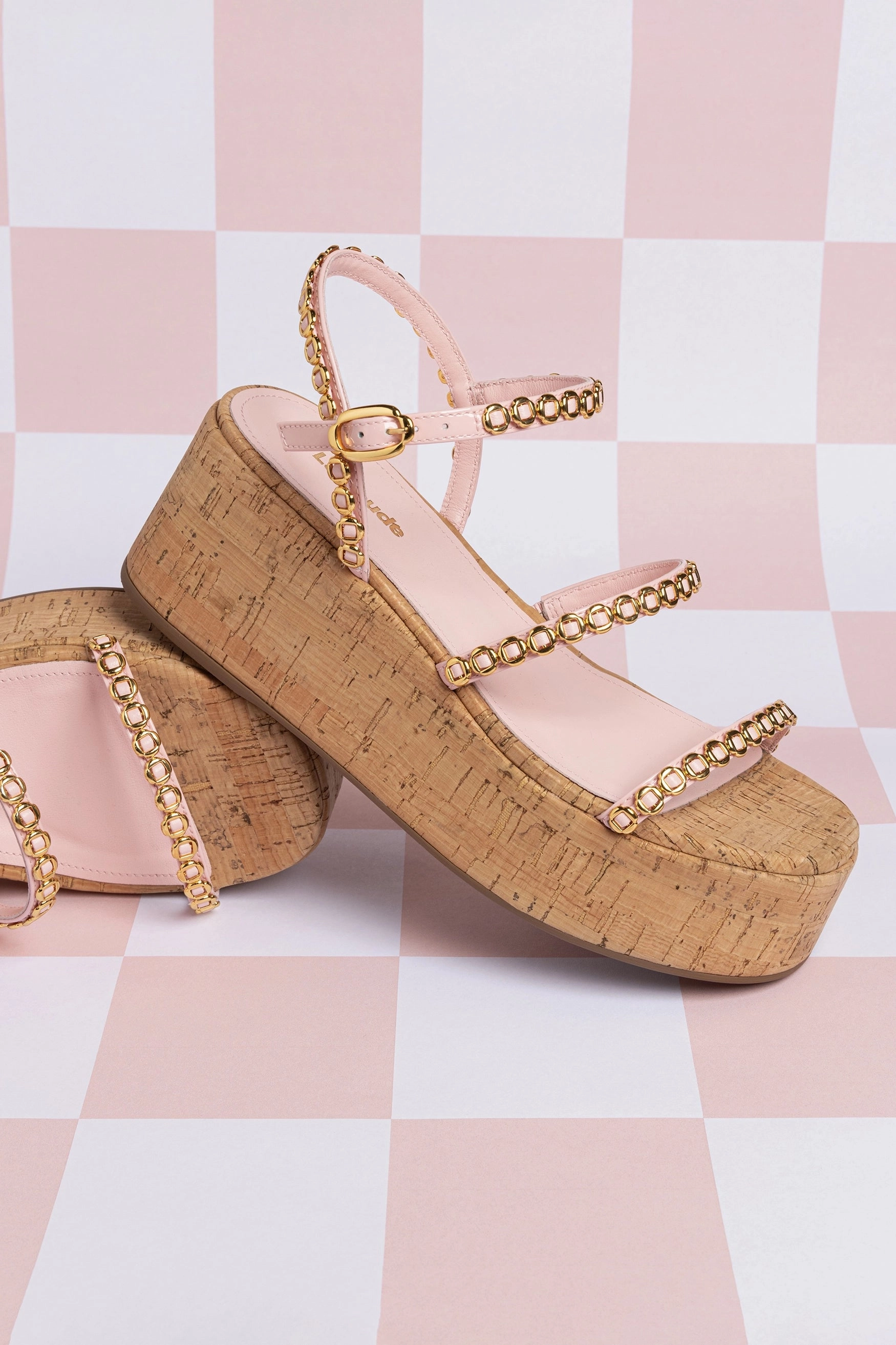 Gio Milanina Flatform In Tulip Patent Leather and Natural Cork Cushioned Base Health Focused