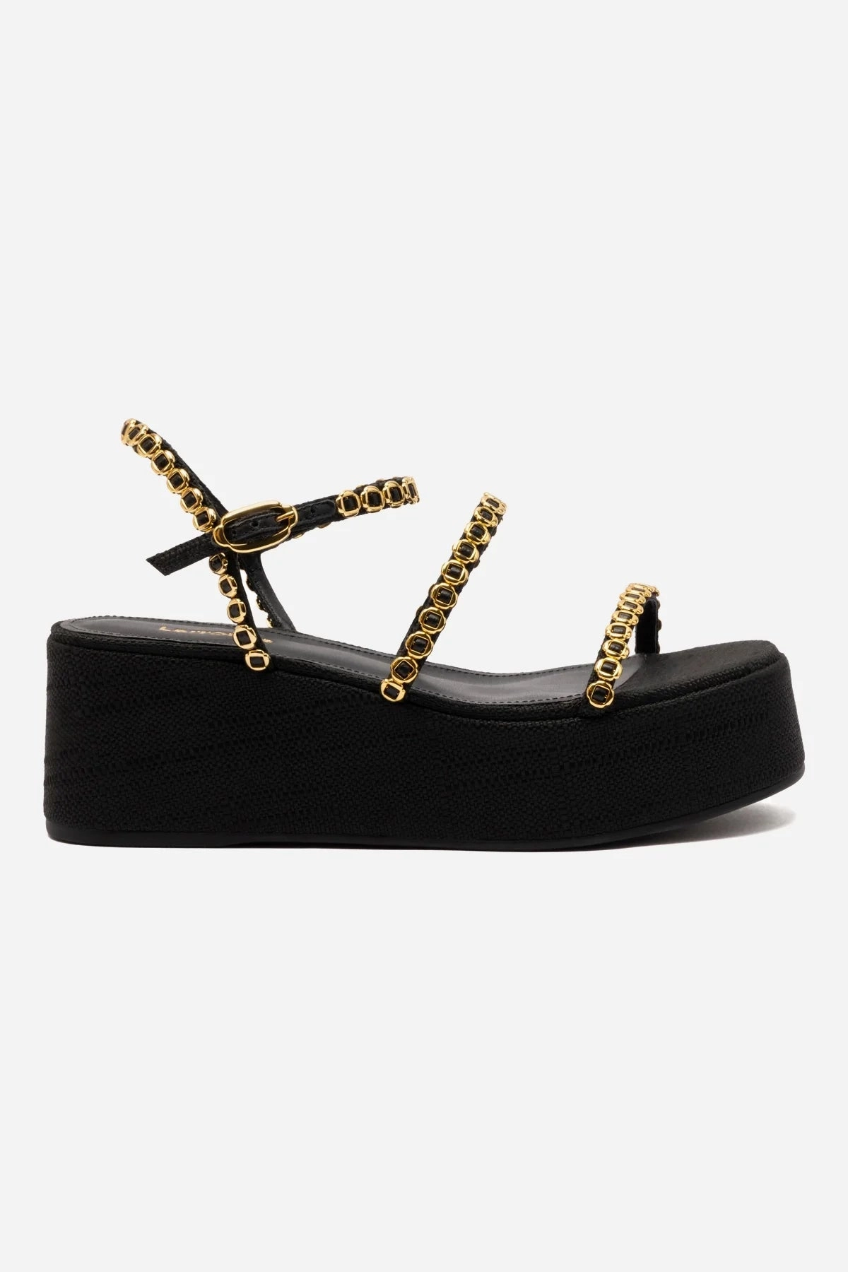 Sweat Resistant Urban Stroll Ergonomic Wellness Seekers Gio Milanina Flatform Sandal In Black Raffia