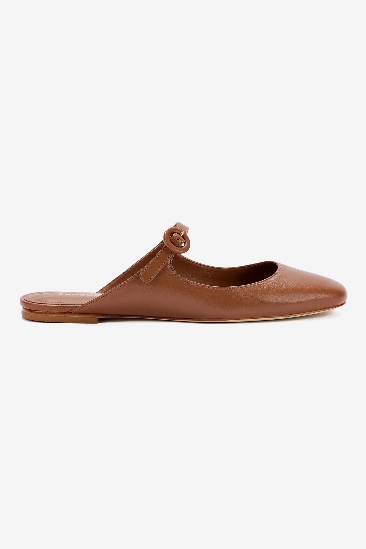 Blair Flat Mule In Caramel Leather Love Glow Dynamic Flex Construction