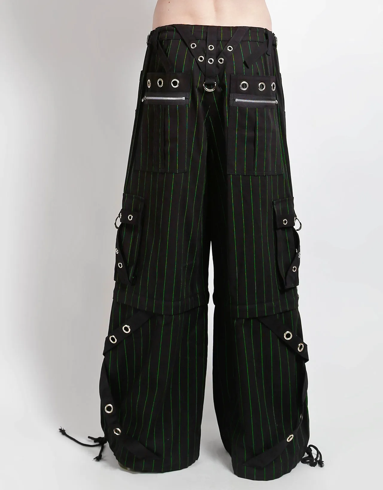 Sleek Fit Lightweight Weave GODFATHER CHAIN PANT GREEN STRIPE