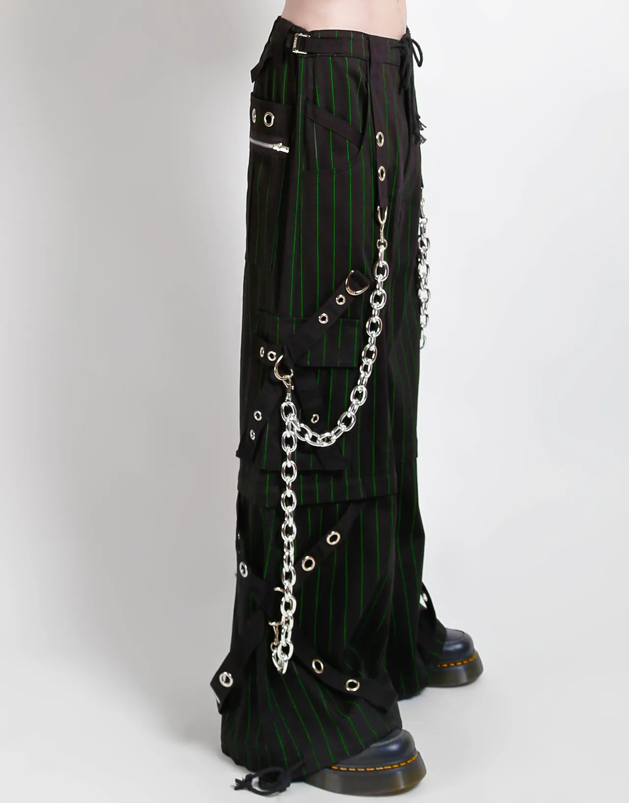 GODFATHER CHAIN PANT GREEN STRIPE Structured fabric Heat Dissipating