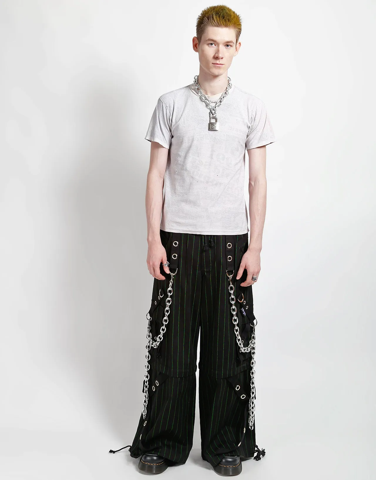 Breathable Layer Fit GODFATHER CHAIN PANT GREEN STRIPE