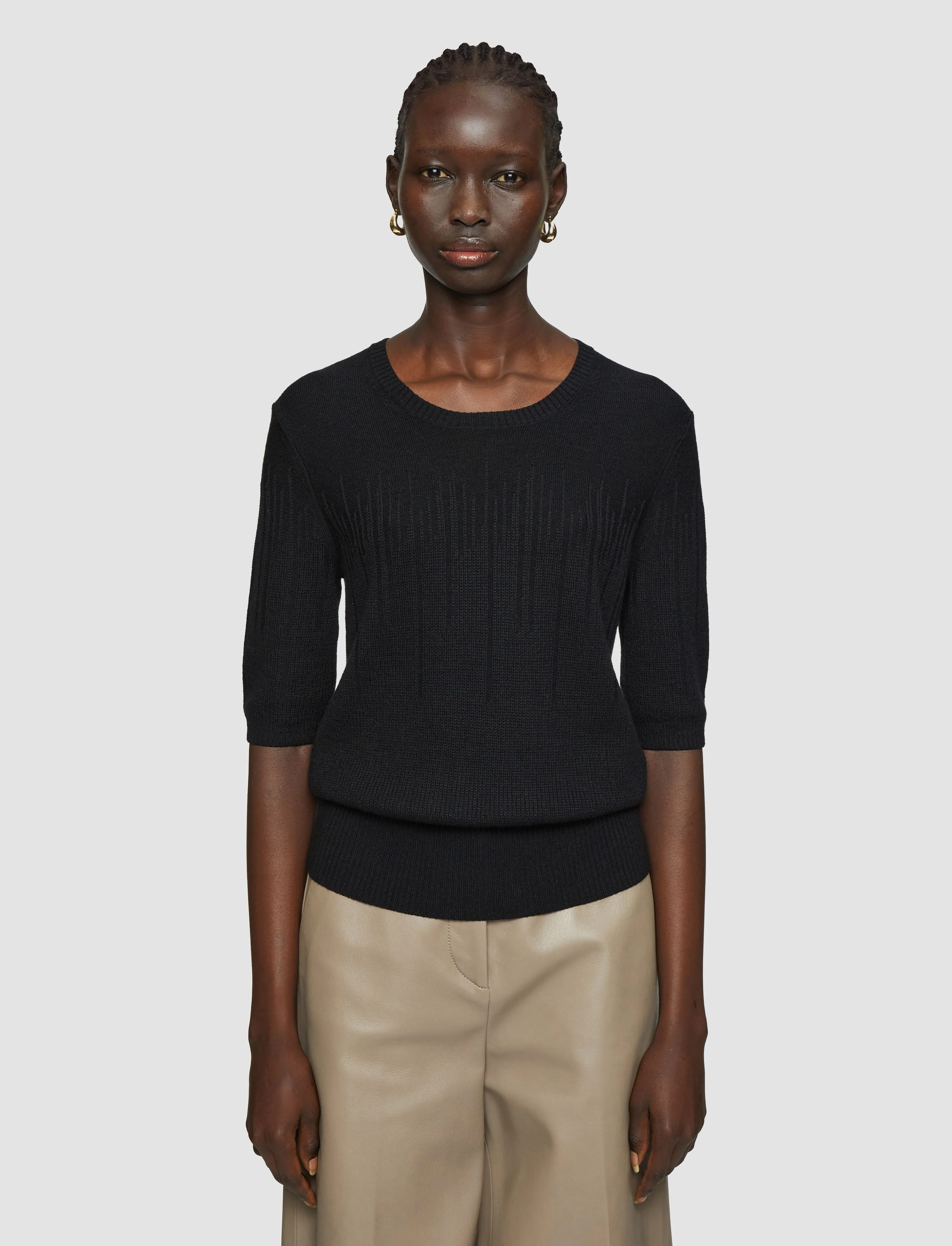 Gradient Stitch Round Neck Top Simple Piece