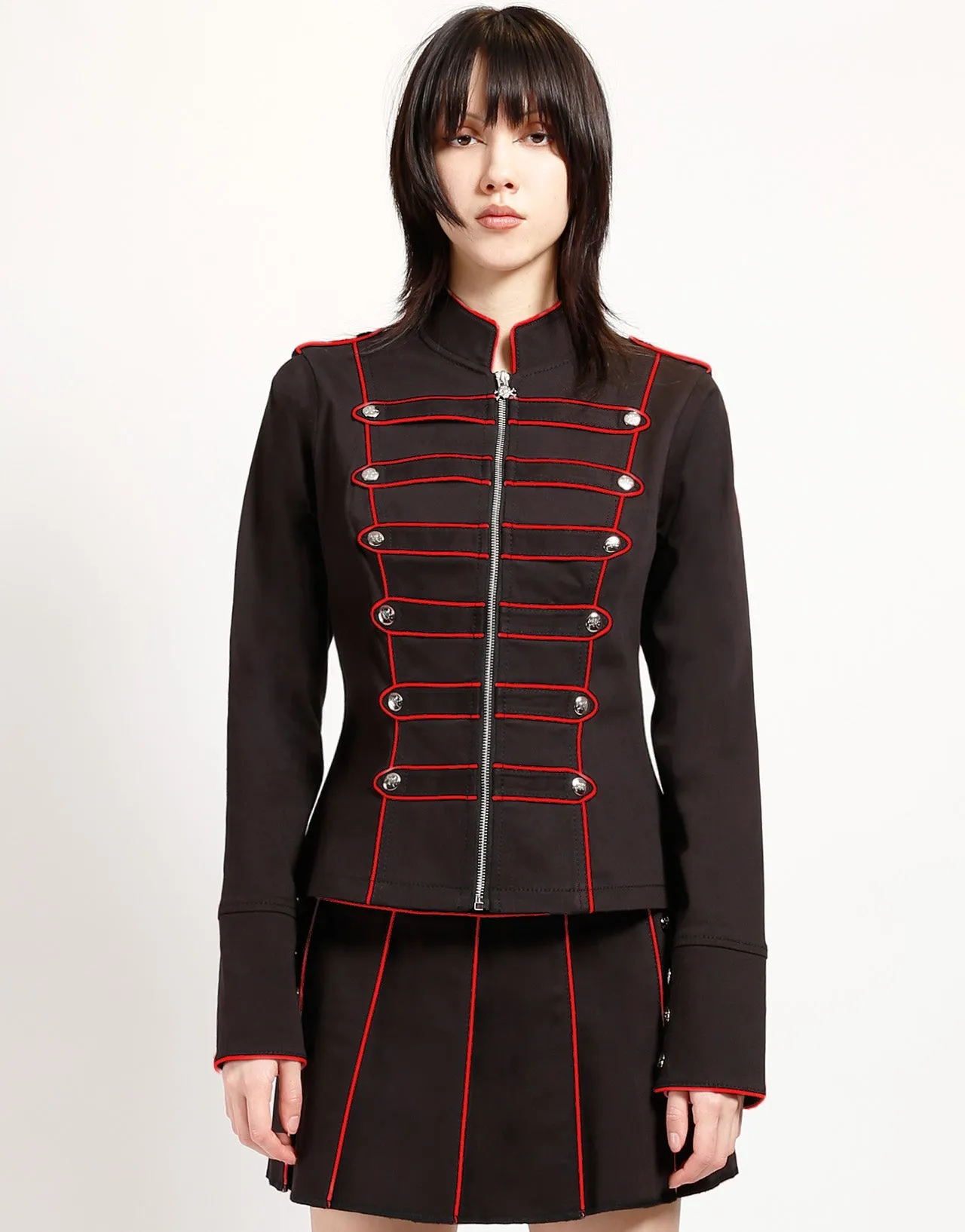 BAND JACKET RED High Collar Quick Access Closures