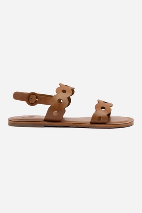 Florence Flat Sandal In Light Caramel Leather Sole Soft