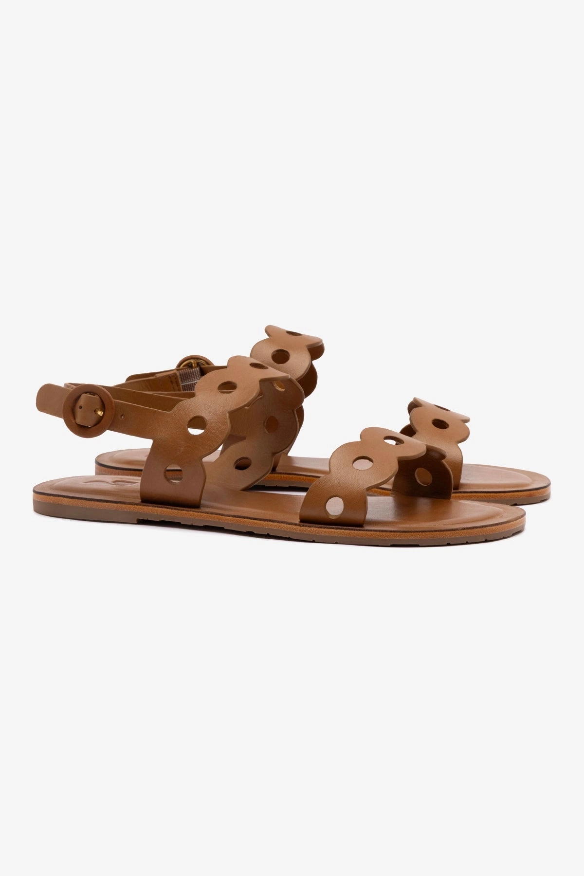Firm Lock Genuine Leather Upper Florence Flat Sandal In Light Caramel Leather