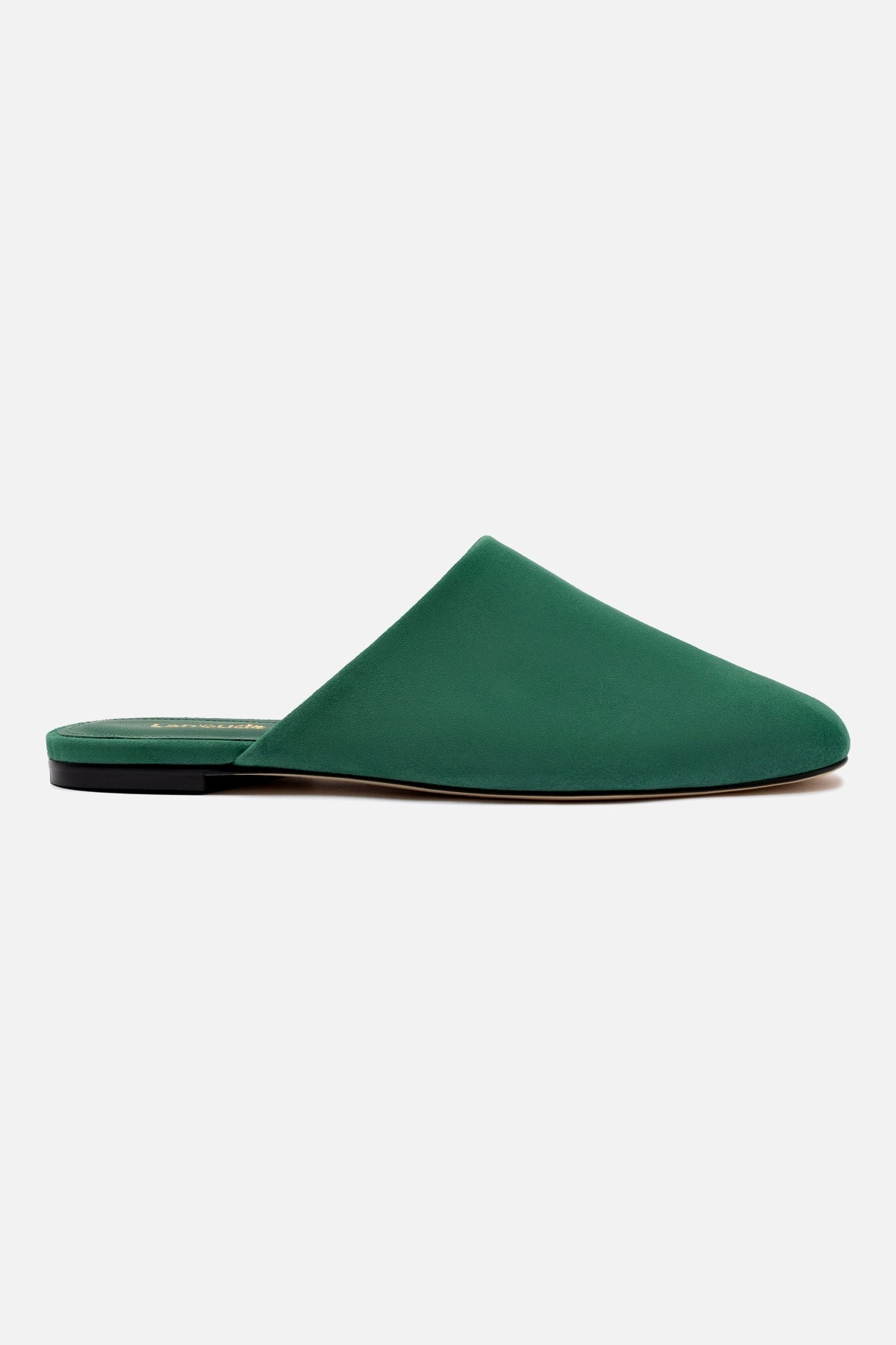 Quick Drying Weekend Errands Daily Comfort Venice Flat Mule and Pouch Kit In Emerald Suede