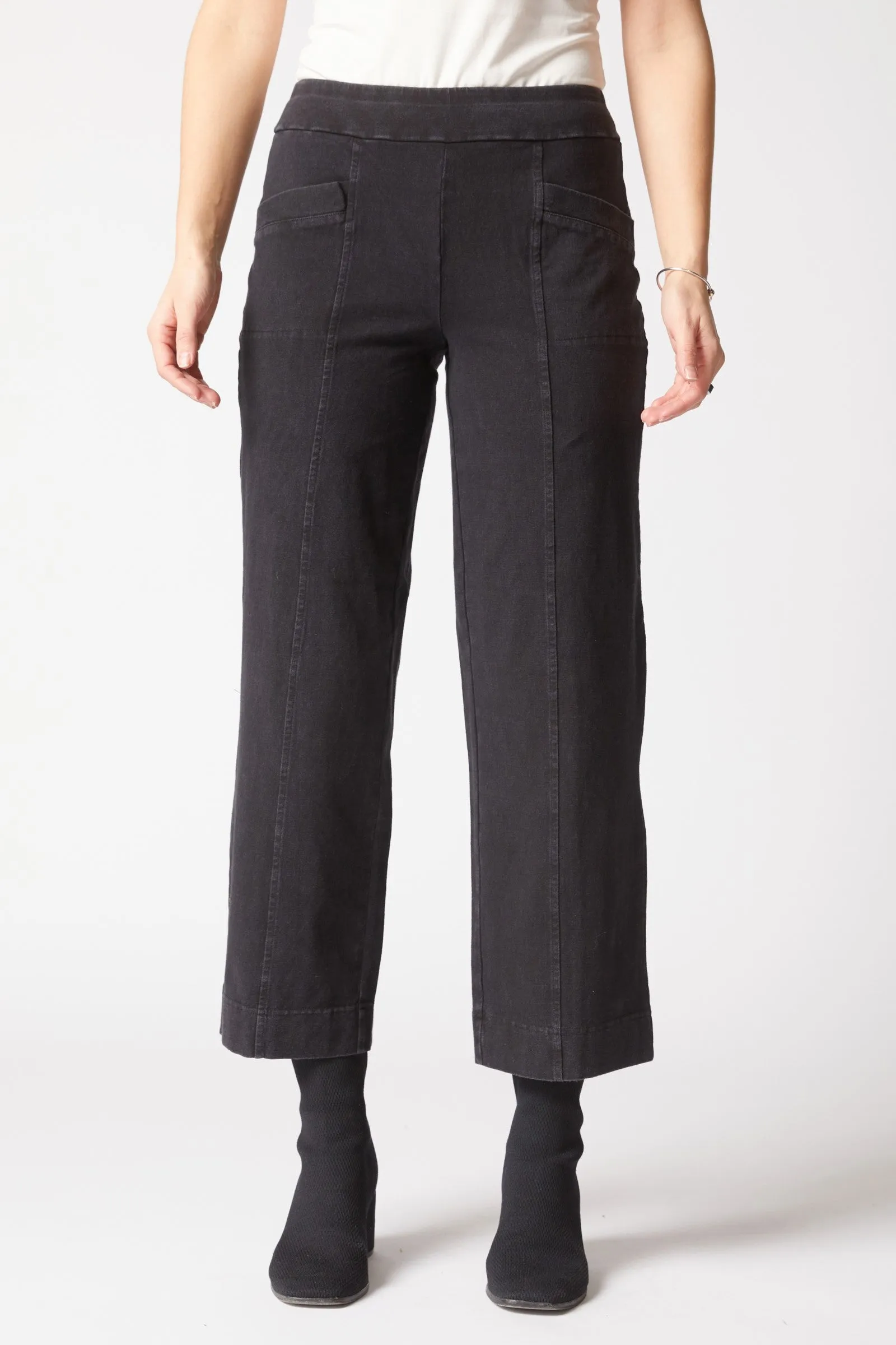 clean design Habitat Stonewash Angle Flood Pant in Black