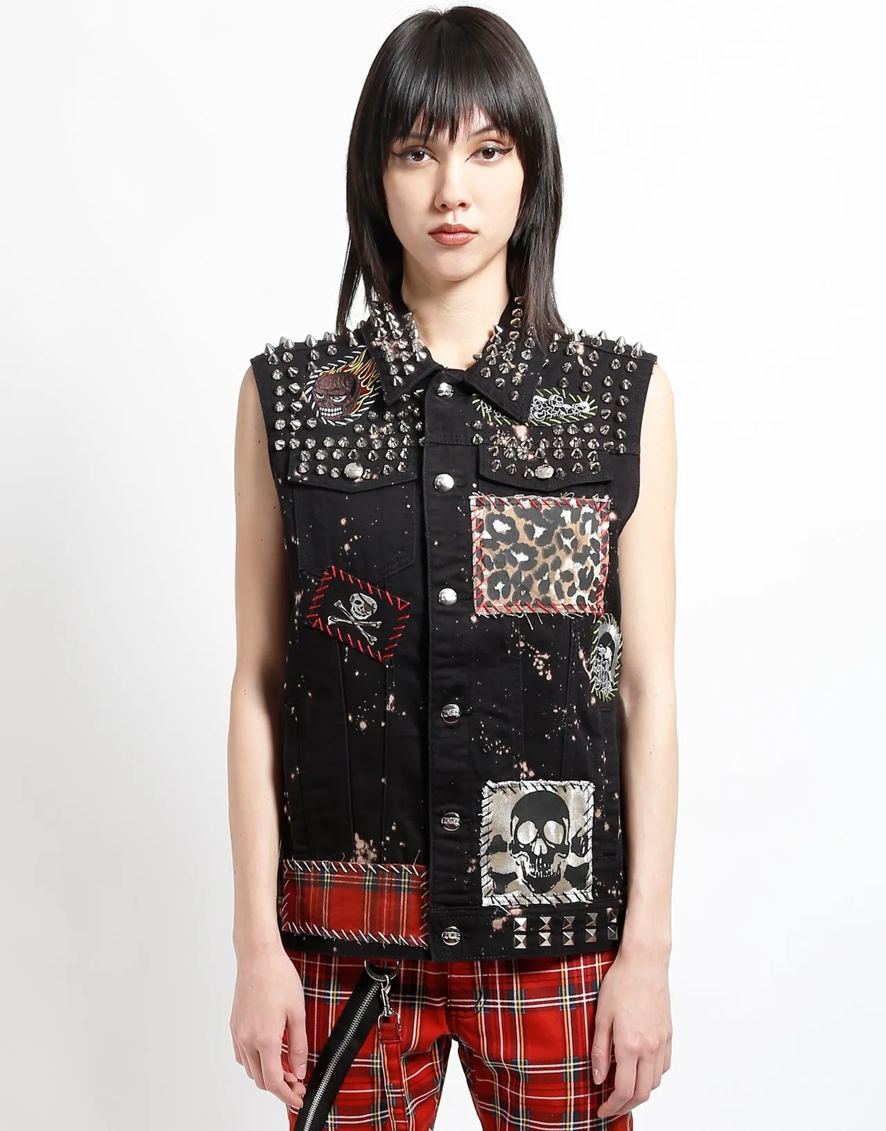 Flex Fit Shoulder Construction HAND STUDDED PUNK VEST