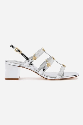 Harmony Block Sandal In Silver Specchio Runway Glow