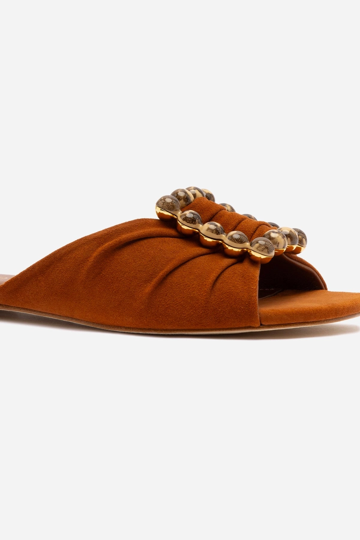 Sun Guard Chloe Gosselin by Larroud Nova Flat In Chestnut Suede