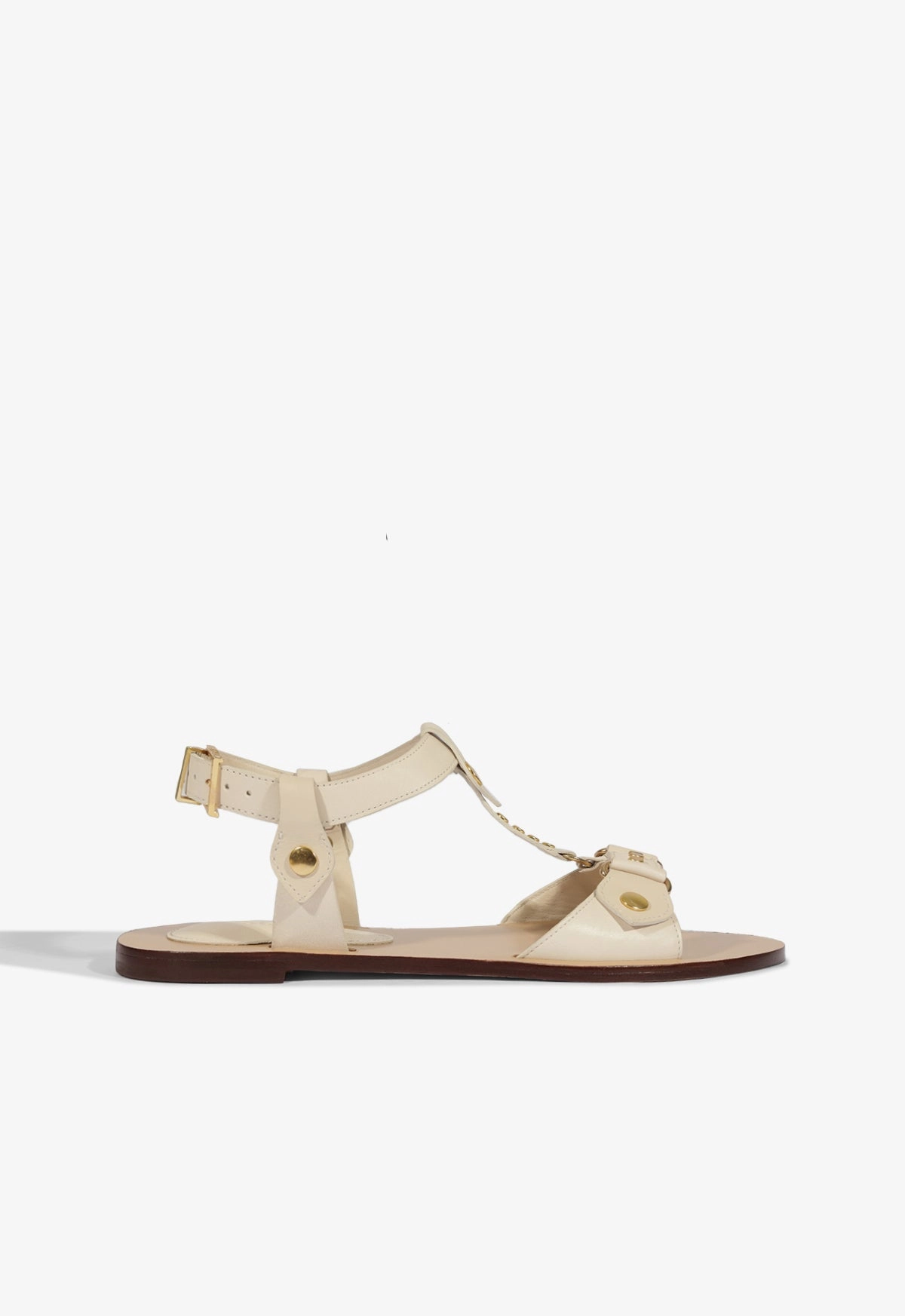 Stevie White Leather Flat Sandal Shock absorption