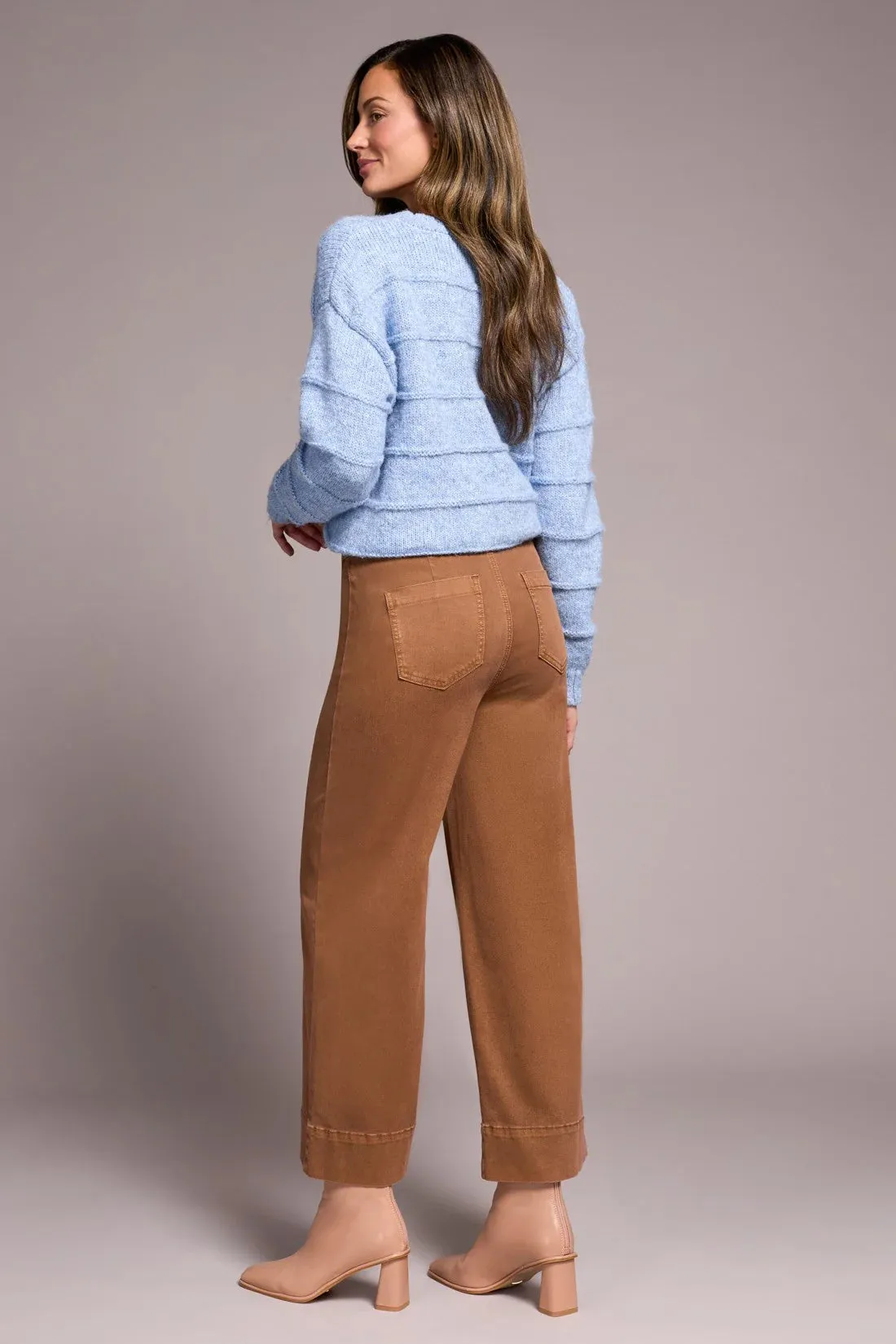 Tribal Comfort Stretch High Rise Palazzo Pants in Walnut Perfect Basic Street Fashion Trend Setter Holiday Vibes
