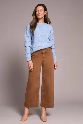Simple Utility Tribal Comfort Stretch High Rise Palazzo Pants in Walnut