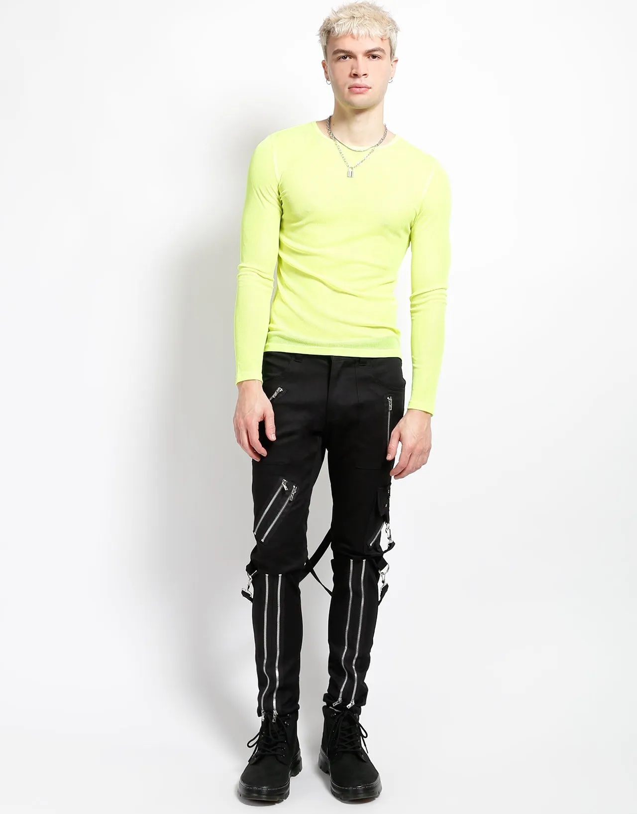 MENS LONG SLEEVE FISHNET LIME OdorResistantTreatment