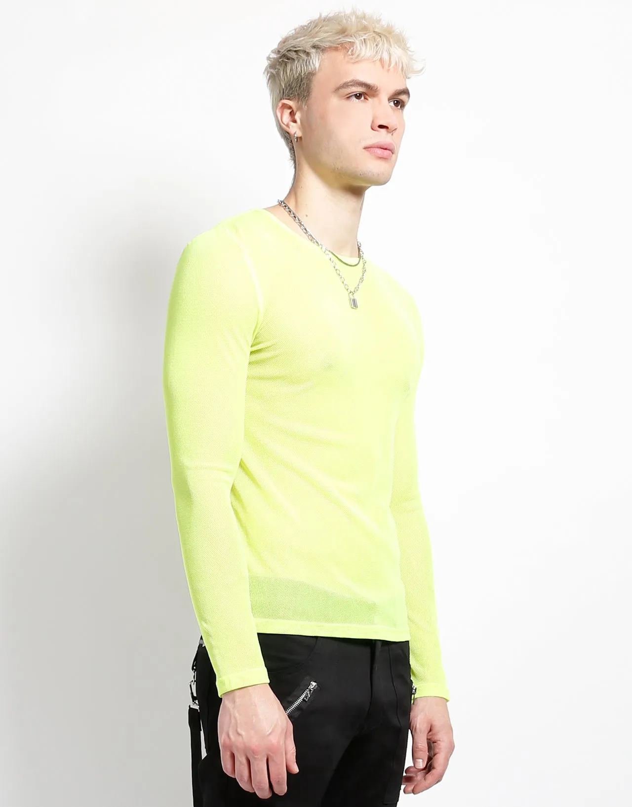 Casual Fit UltraLightweight MENS LONG SLEEVE FISHNET LIME