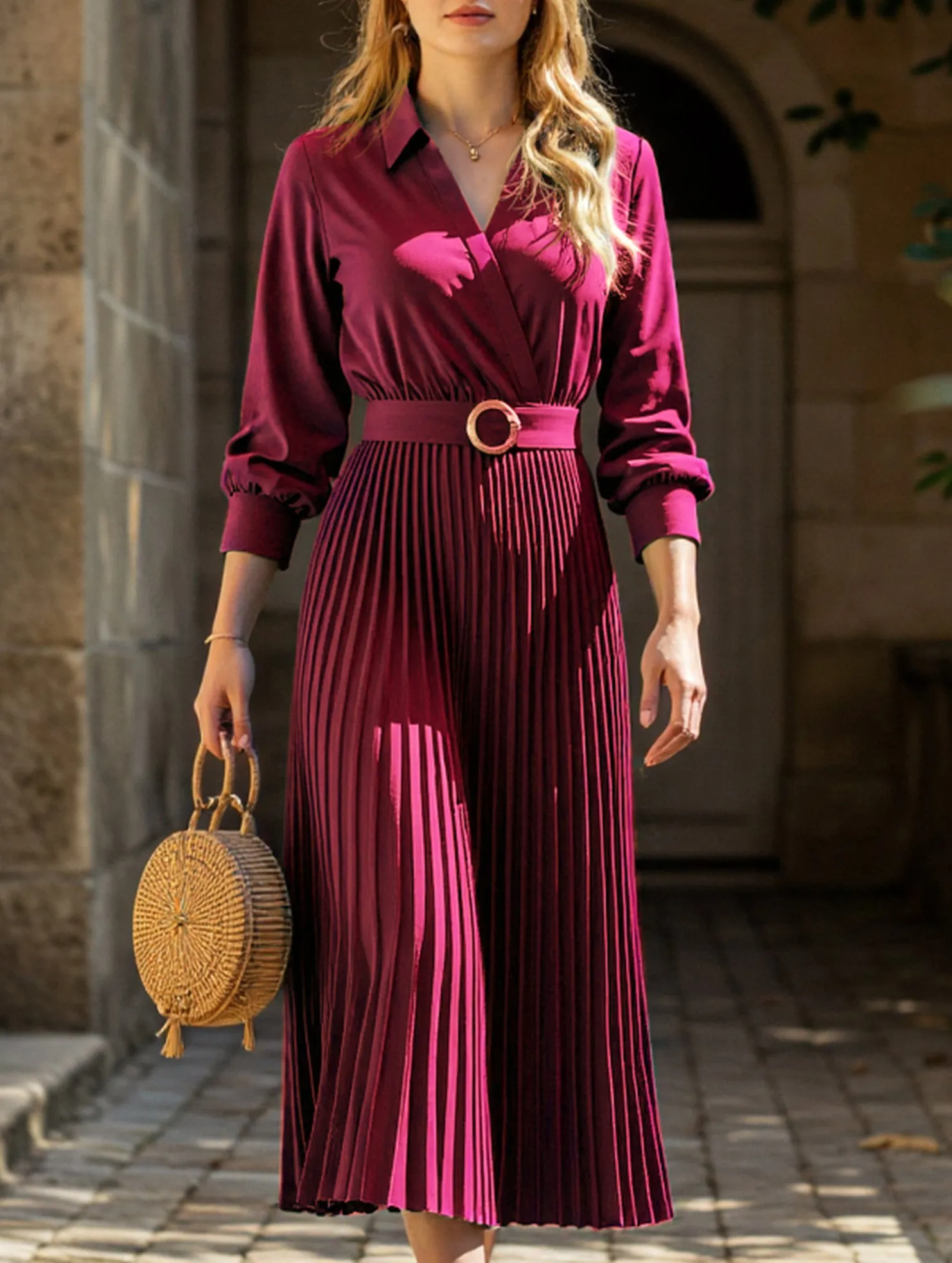 Farm Air Texture Blend High-end plain color dress