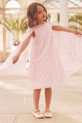Heart Lattice Cape Kids Dress FrictionResistantEdges Weighted Hem