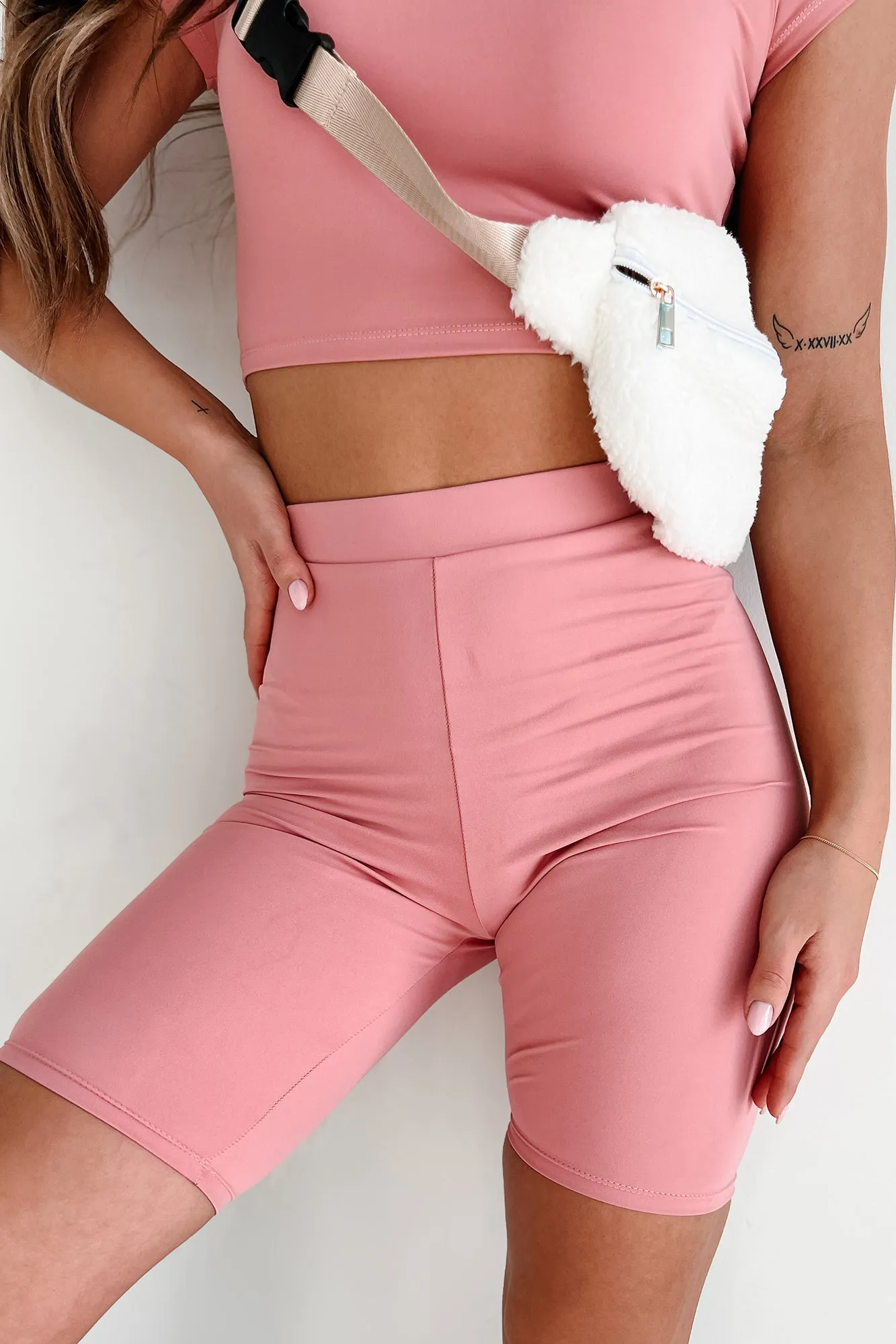 Hustle For The Muscle High Waist Biker Shorts (Rose) Simple Style
