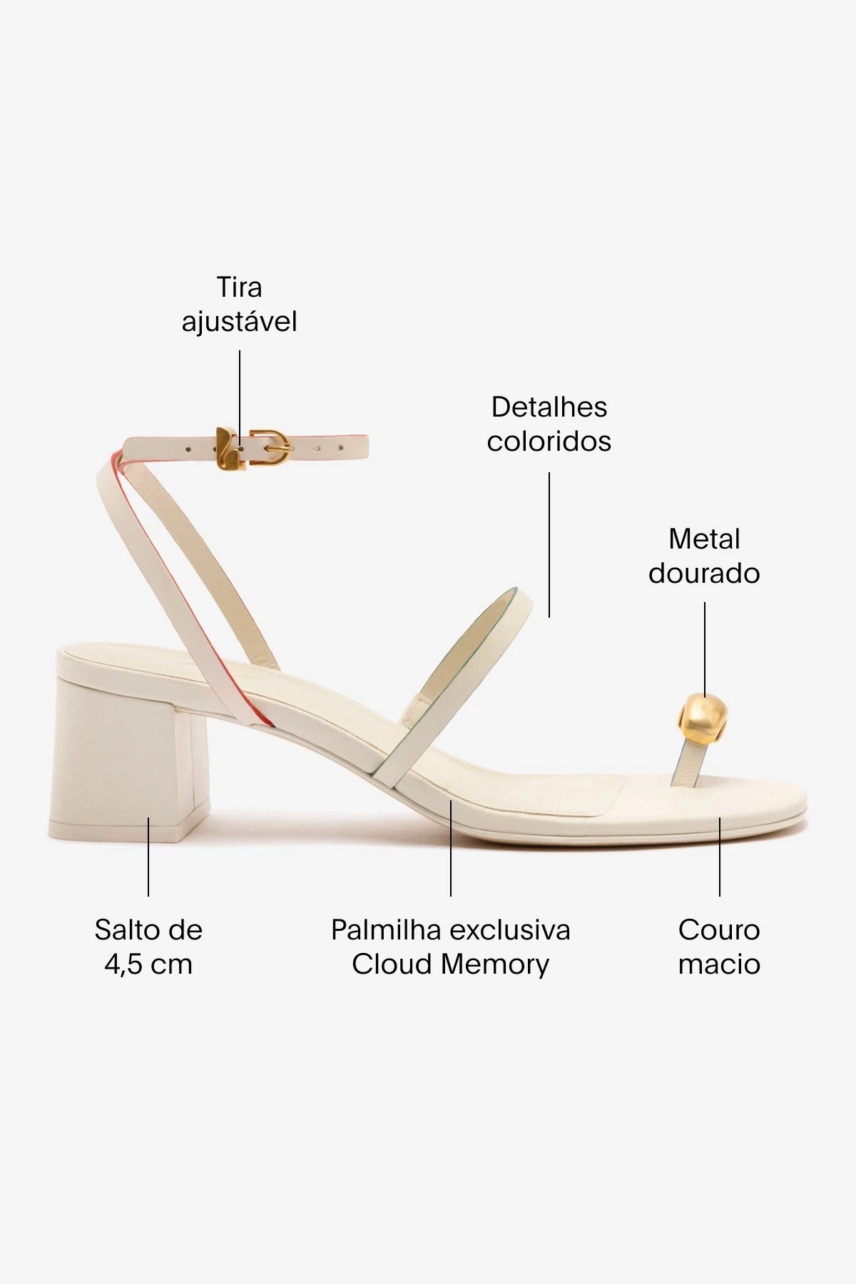 Biarritz Block In Ivory Leather Balanced Heel Counter