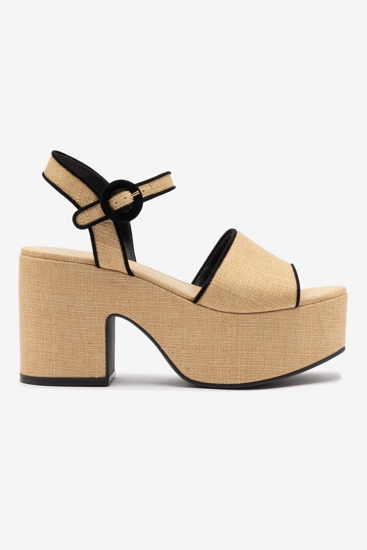 Miso Sandal In Beige Raffia and Black Trimming Dynamic Flex Construction