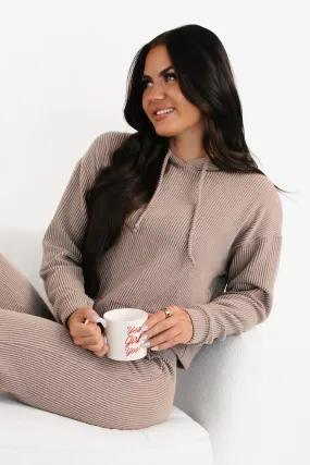 UV Protection Tagless Neckline Now Feels Right Brushed Rib Hoodie (Mocha)