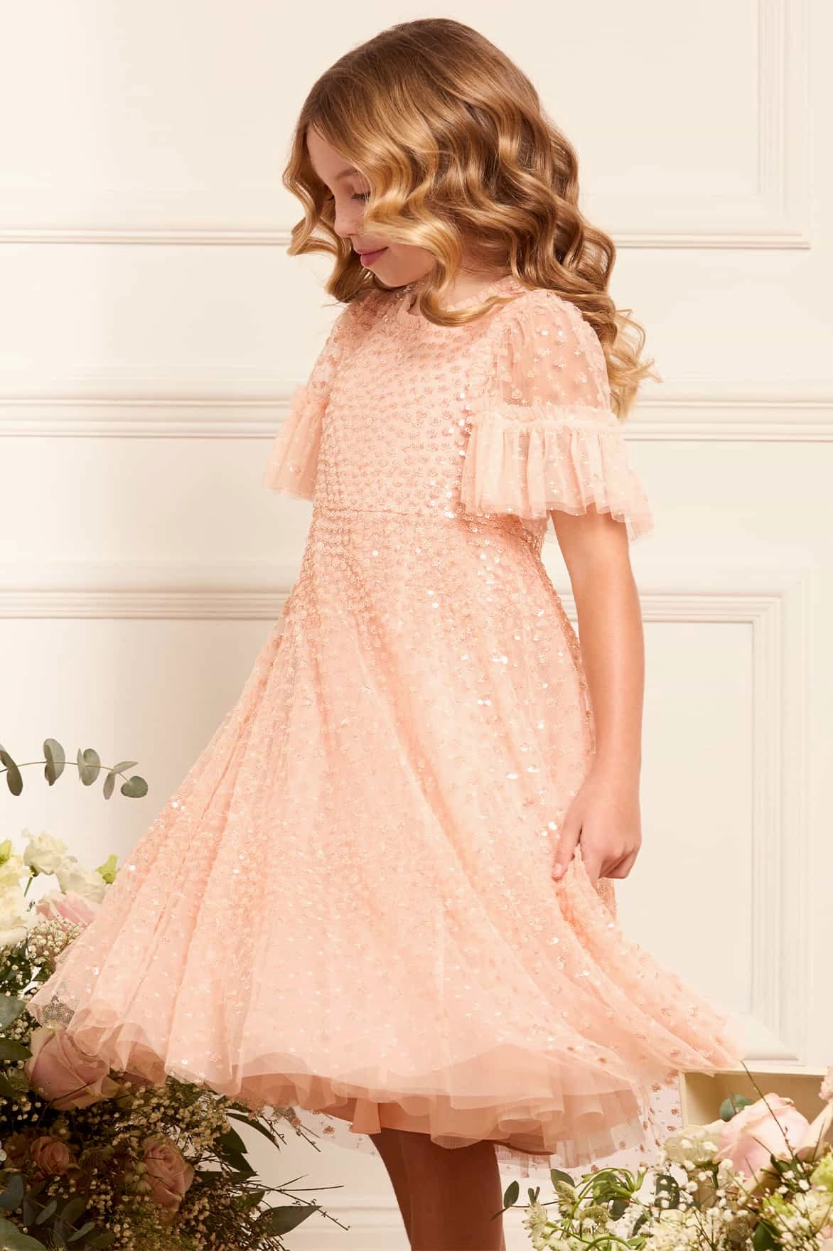 BreathableMeshPanel 3D Spacer Fabric Scatter Dot Kids Dress