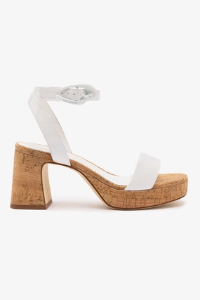 Dolly Verona Low Sandal In White Patent Leather and Natural Cork Swim Ready Arch Support Urban Walkers