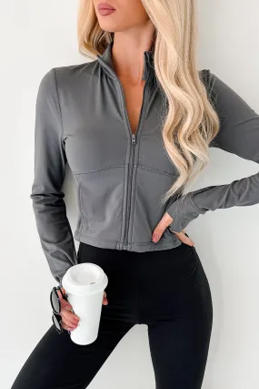 Seamless Design Impressive Performance Zip-Up Active Jacket (Coal Grey)