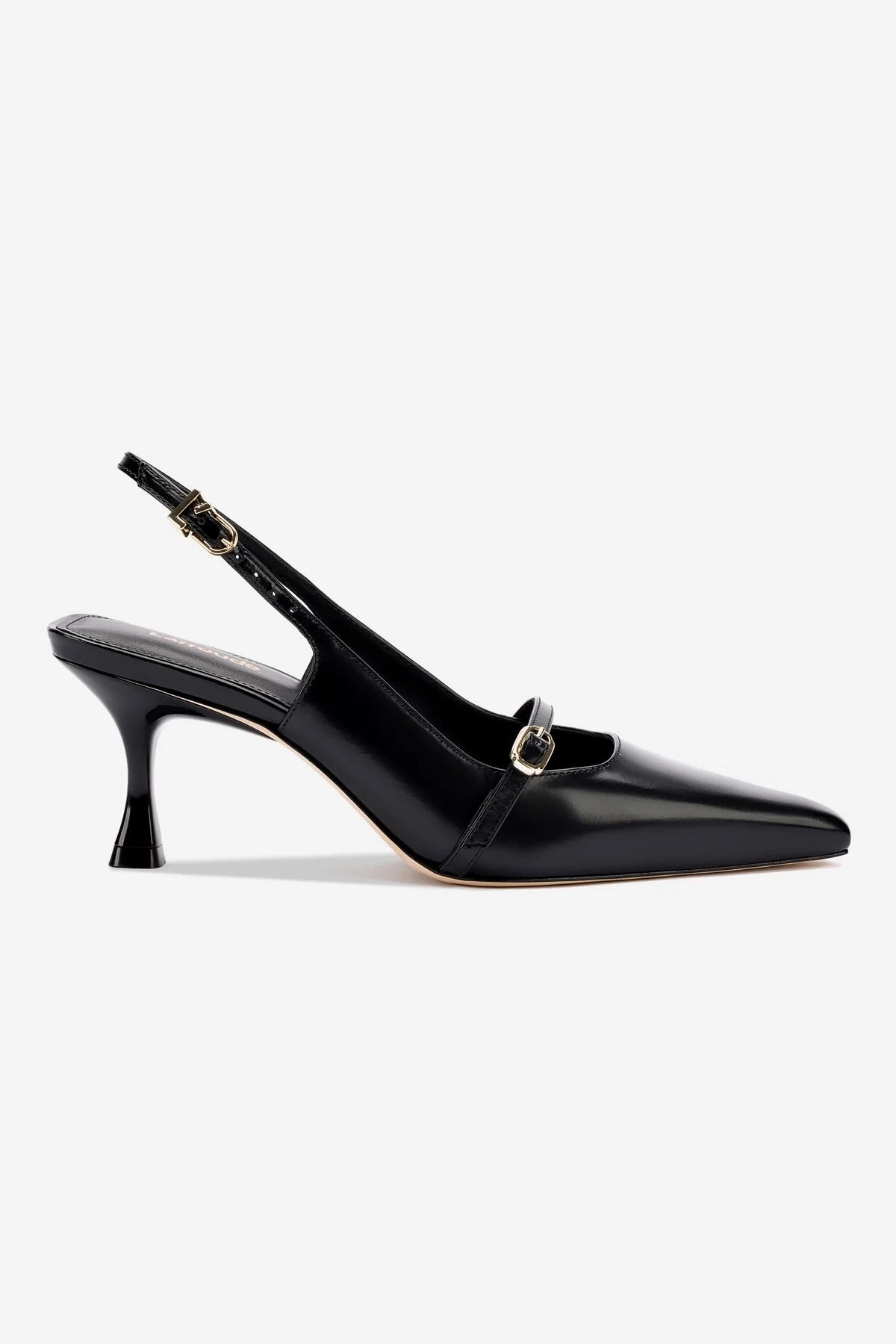 Ines Pump In Black Leather Ankle Collar Padding
