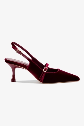 Ines Pump In Wine Velvet Easy Fasten System