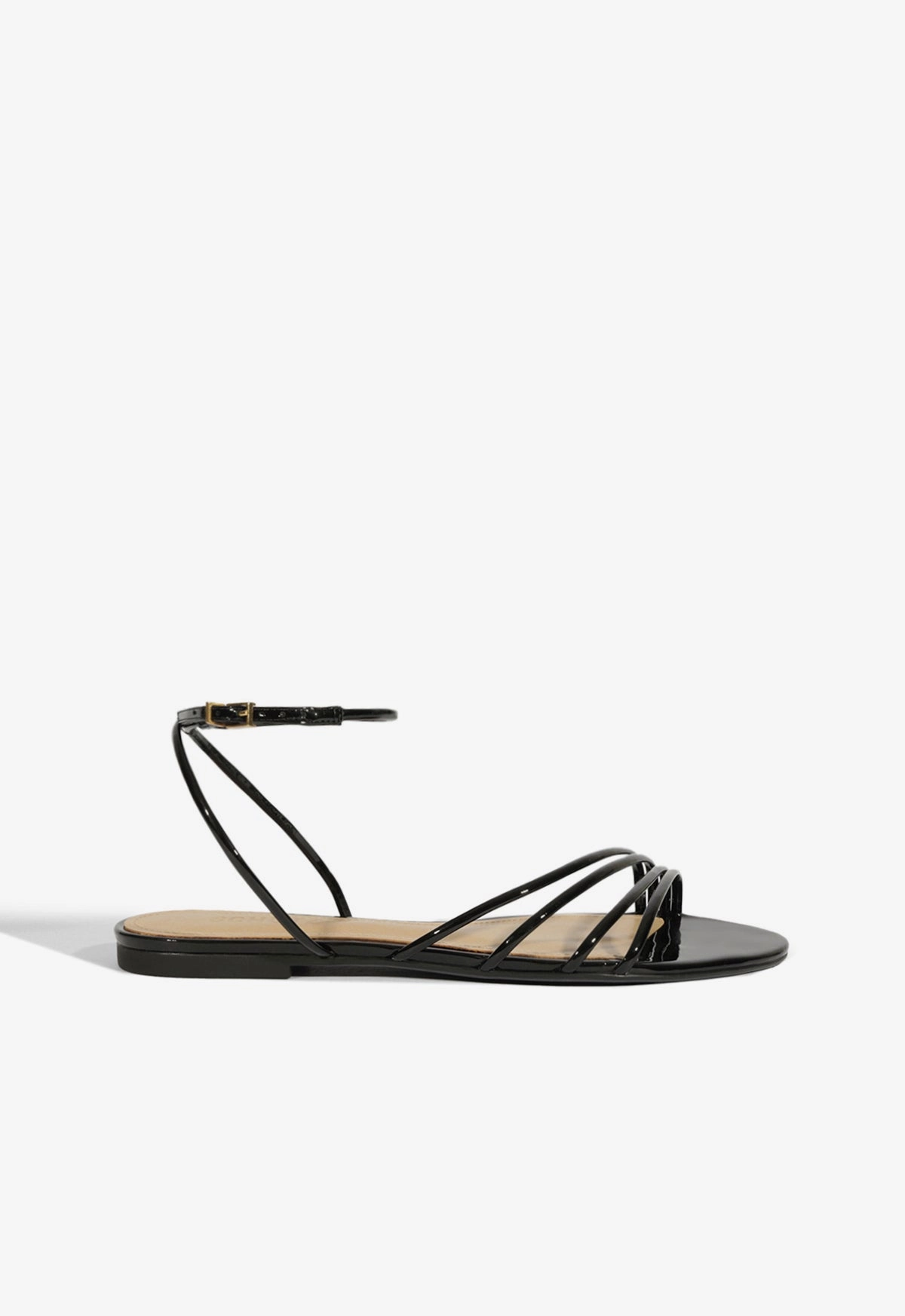 School Day Gift Easy Inez Black Leather Flat Sandal