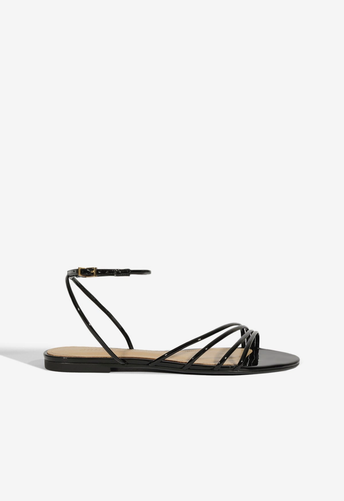 Inez Black Leather Flat Sandal Seamless Fit Running Errands Airy Design