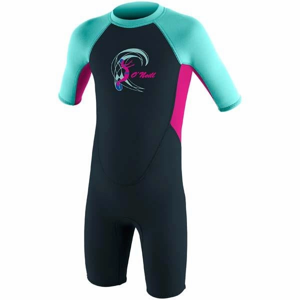 Girls' Reactor II 2MM S/S Spring Wetsuit NonPill Surface Treatment Curved Hem Design