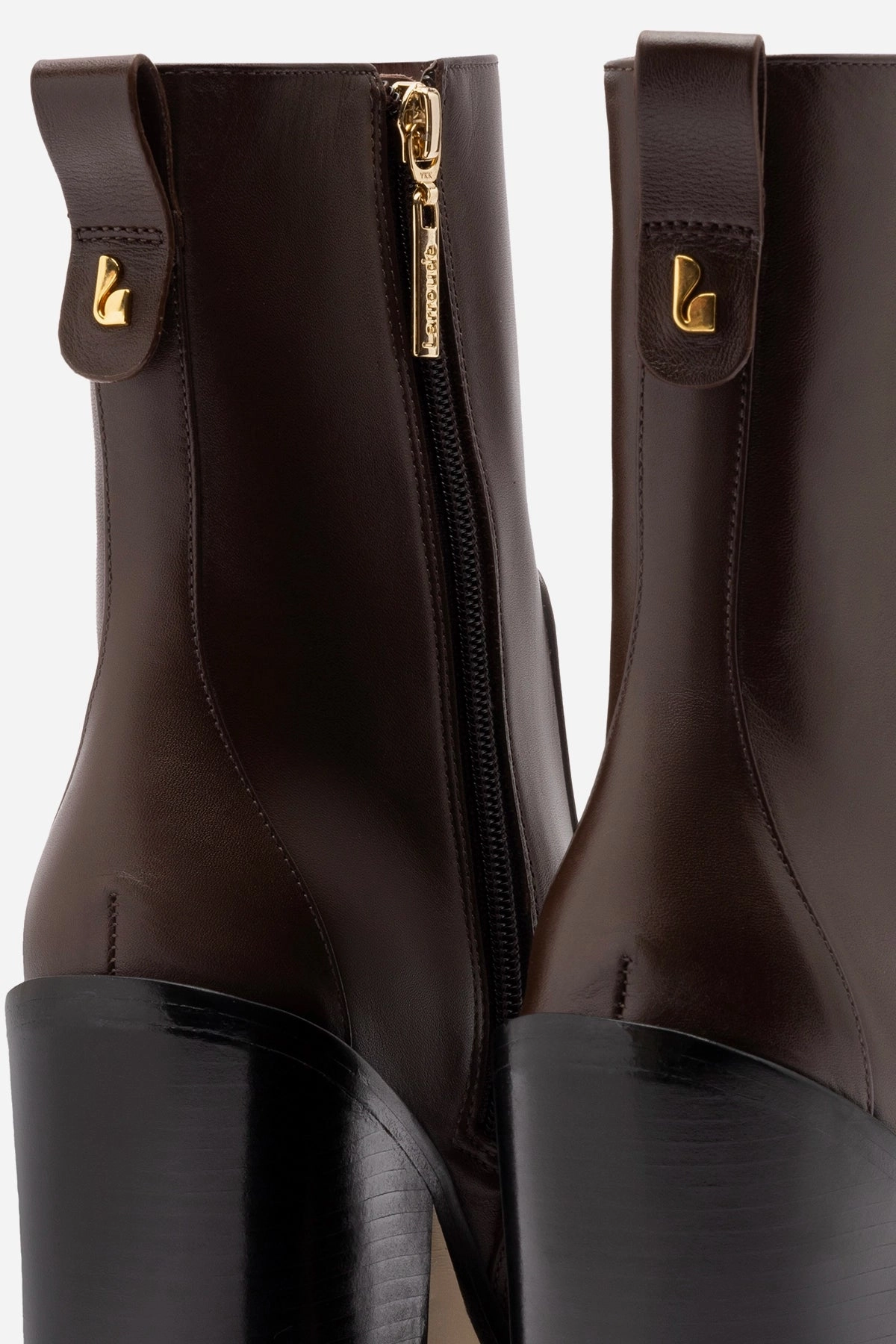 Stone Gray Denim Cool James Bootie In Brown Leather