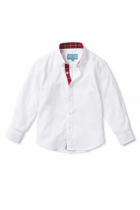 Curved Hemline UPFProtection James Shirt White Oxford with Royal Stewart Trim