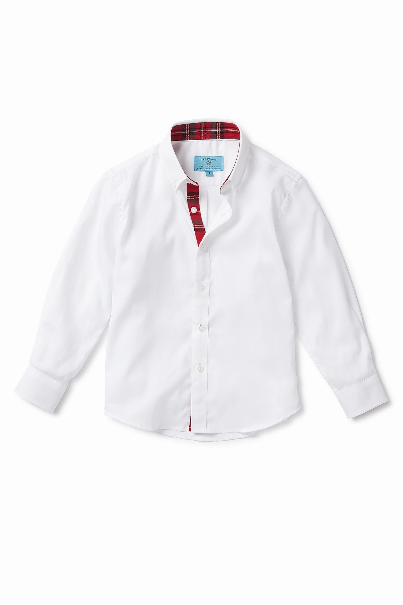 WrinkleResistantWeave James Shirt White Oxford with Royal Stewart Trim