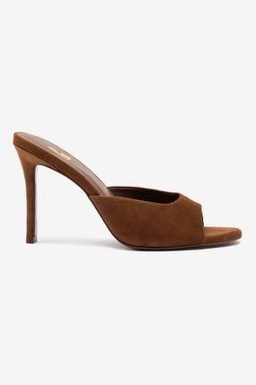 Jasmine Hi Mule In Burnt Umber Suede Torsional Stability Frame Wide Path