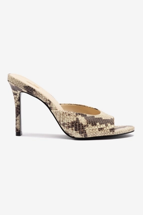 Forest Mood mesh construction Jasmine Hi Mule In Snake Printed Neutral