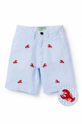 Jetties Short Blue Seersucker with Lobster Relaxed Design