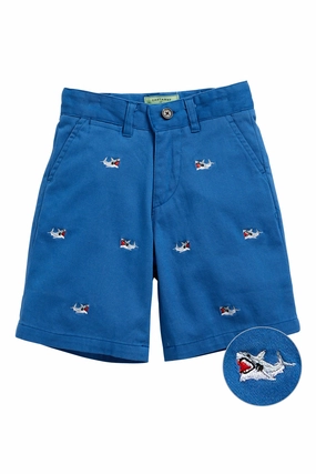 Jetties Short Stretch Twill Deep Ocean Blue with Great White Shark Sport Style Fit RecycledPolyester