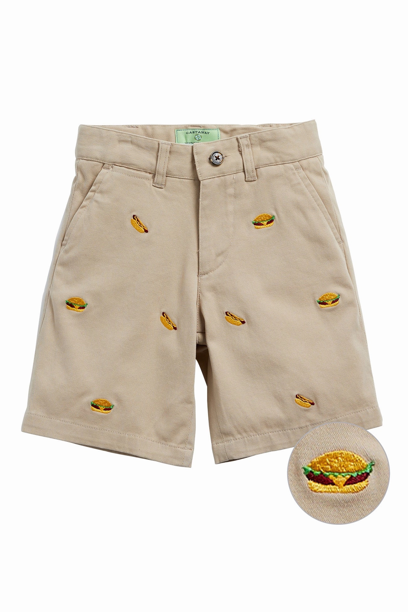 swimming accessory Tennis shorts Jetties Short Stretch Twill Khaki with Hamburger and Hotdog