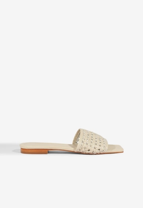 Wool Warm Wet Land Juliet White Leather Flat Sandal