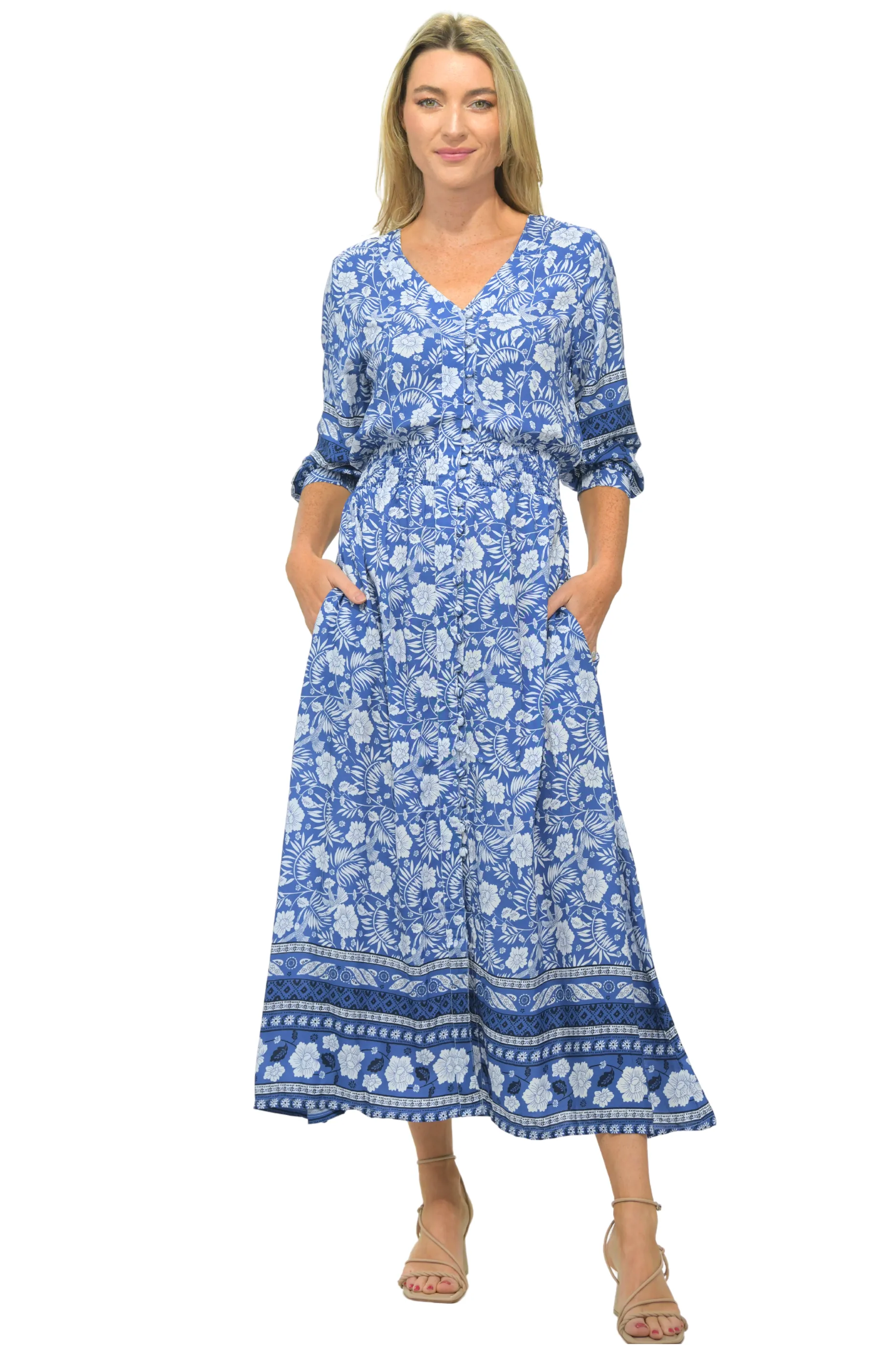 Kelsey Dress / Indigo Tropical Chilly Weather Layer