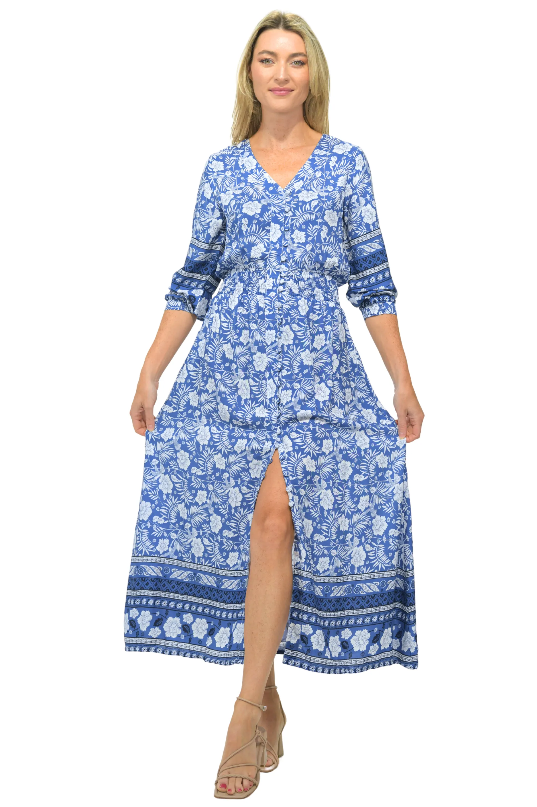 Cold-Shoulder Urban Ready Kelsey Dress / Indigo Tropical