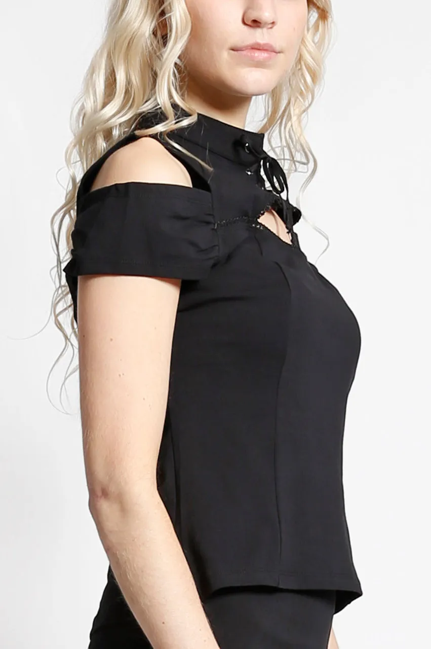 Textured Weave Pattern Keyhole Top