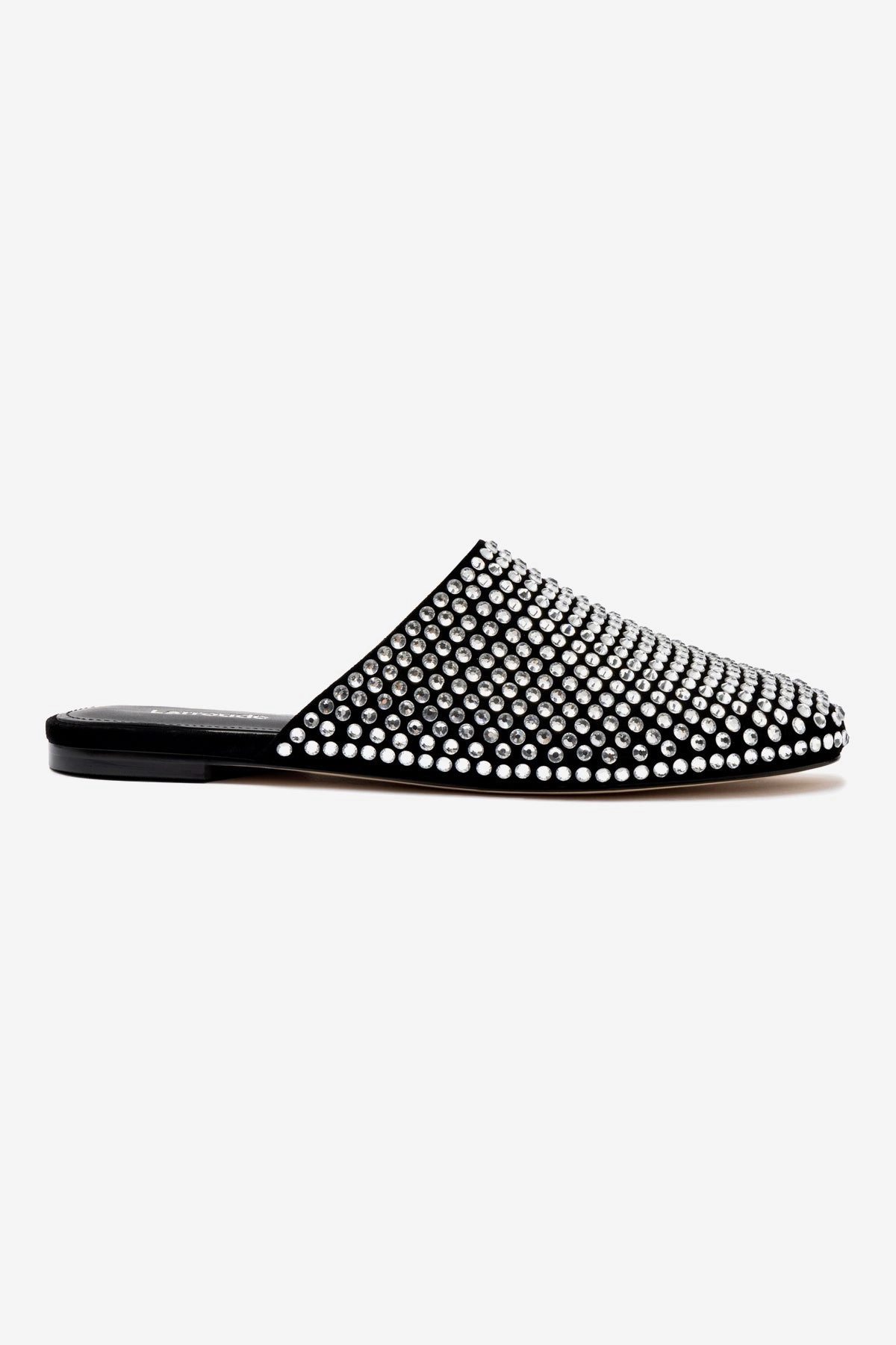 Venice Flat Mule Crystal In Black Suede Kind Glow Sea Breeze