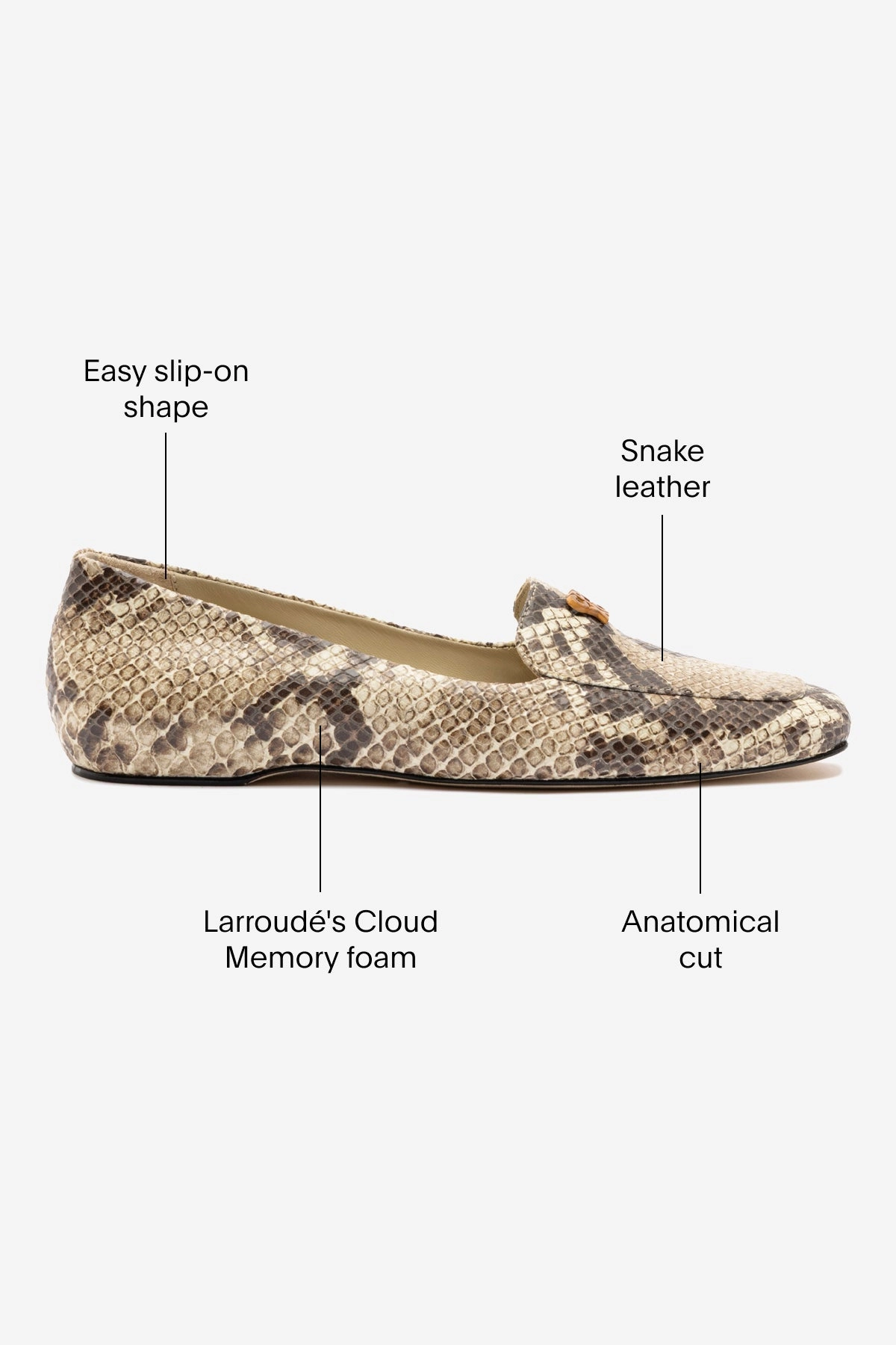 Larroud x CPPXO Loafer In Neutral Snake Leather Fresh Tone