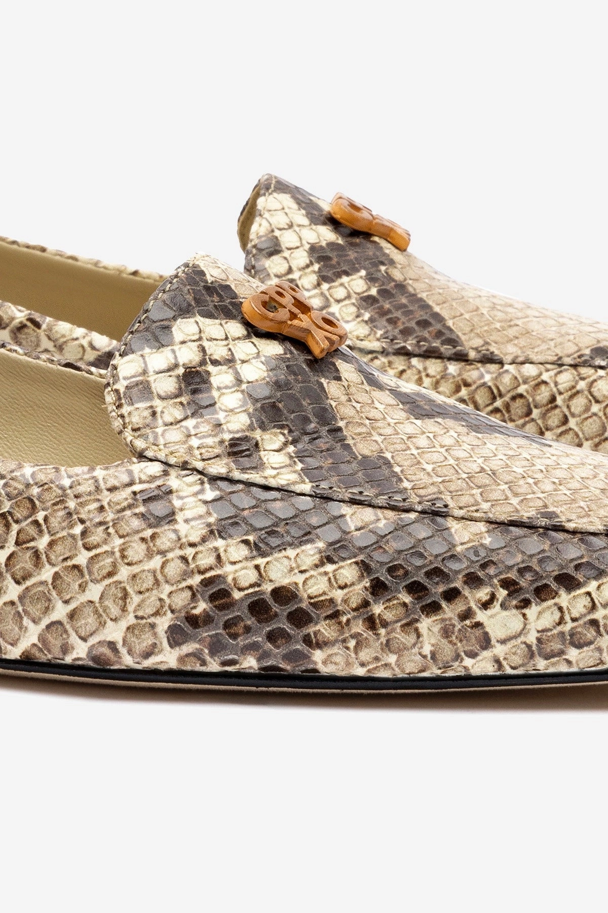Larroud x CPPXO Loafer In Neutral Snake Leather Soft Collar Lining