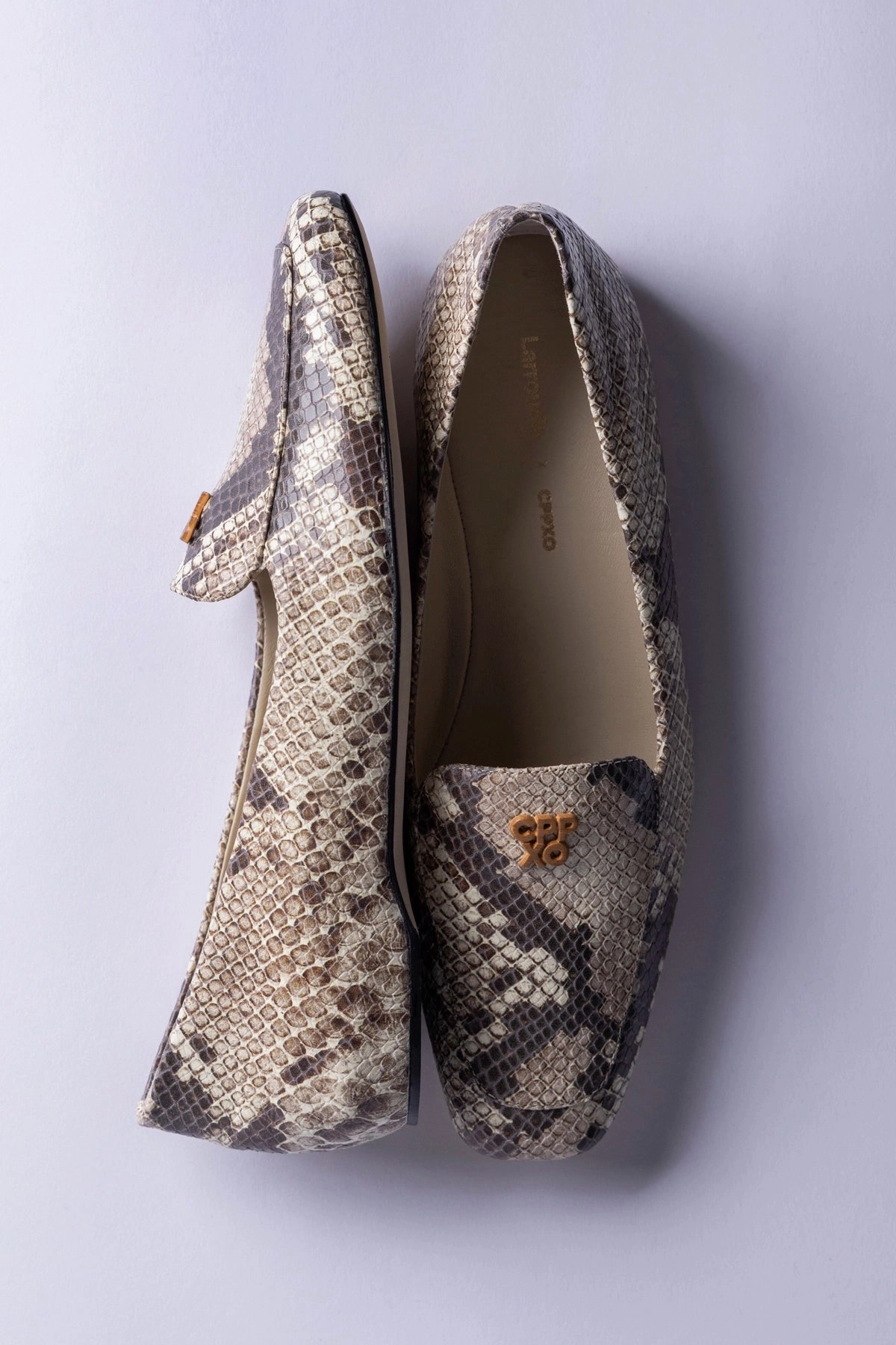 Low Impact Sole Geometry Larroud x CPPXO Loafer In Neutral Snake Leather